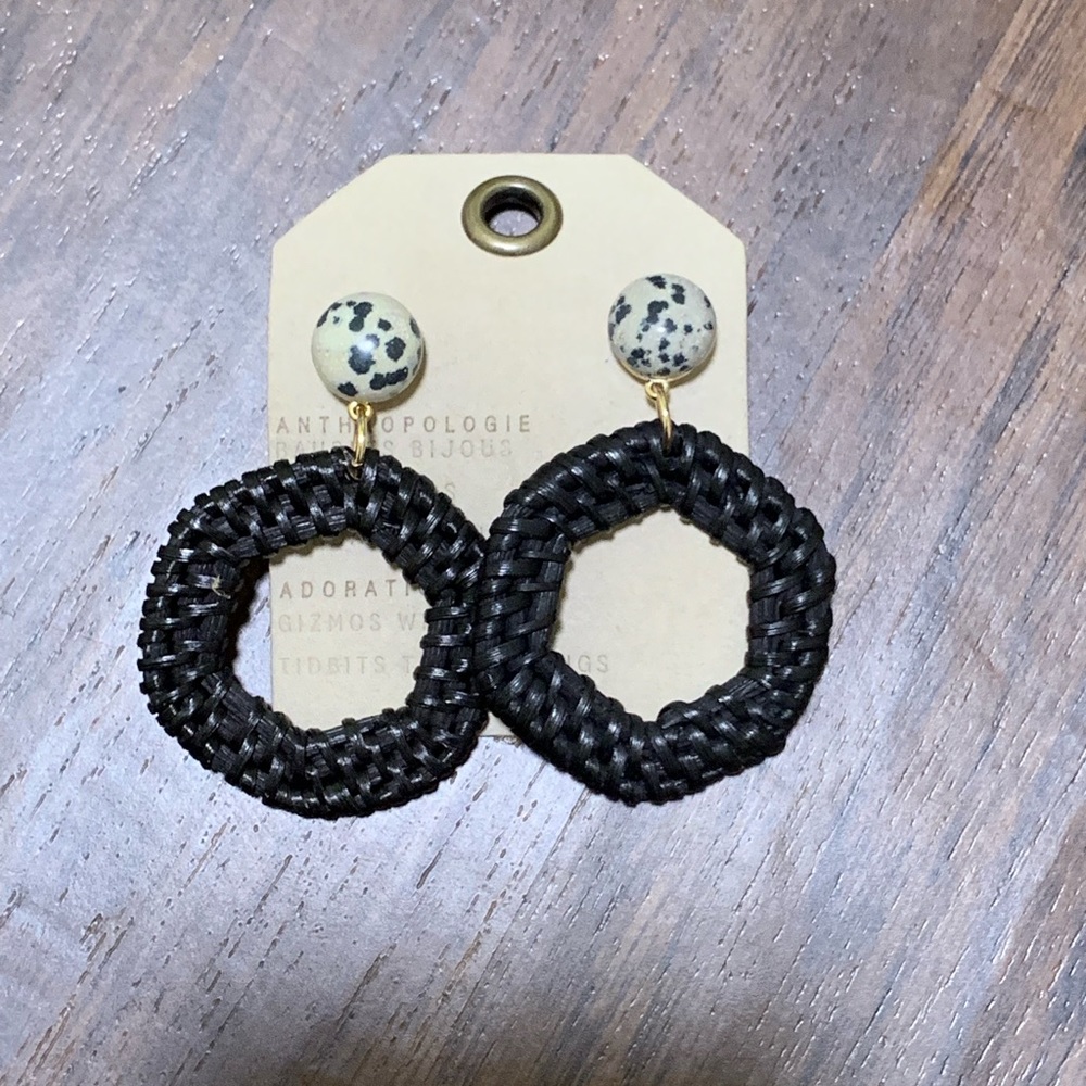 Anthropologie Courtney wicker hoop drop earring